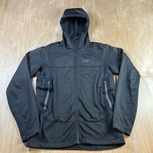 Arcteryx Mens Black Full Zip Hooded Zipper Pockets Jacket Size Small.
